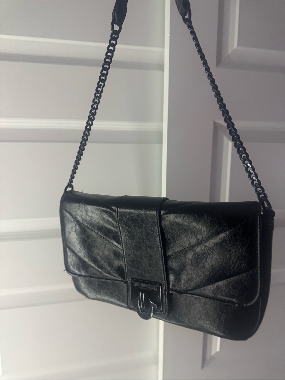 True Religion Black Quilted Chain-Shoulder Bag